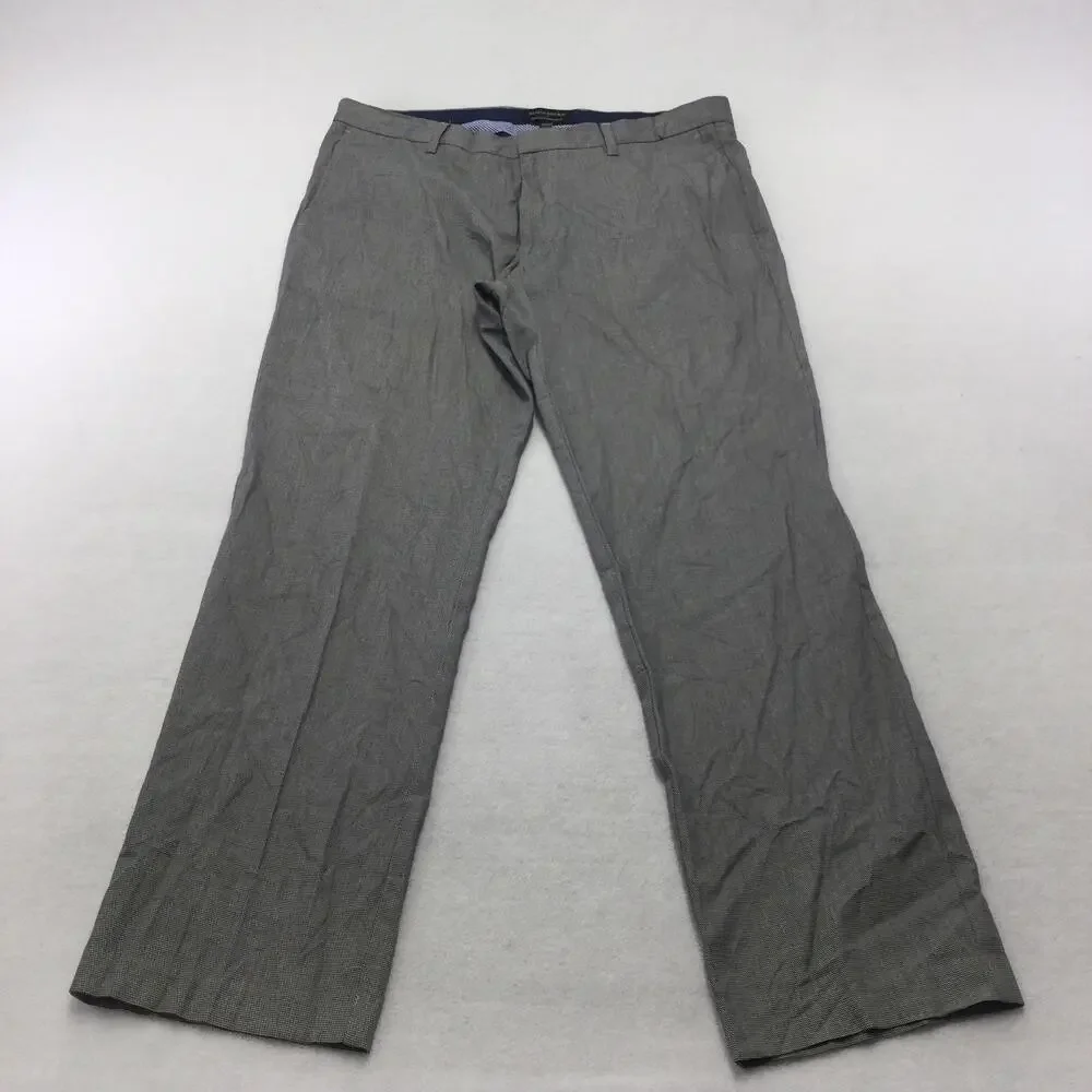 Banana Republic Pants Mens 35x32 Gray Check Non Iron Slim Straight Leg Dress